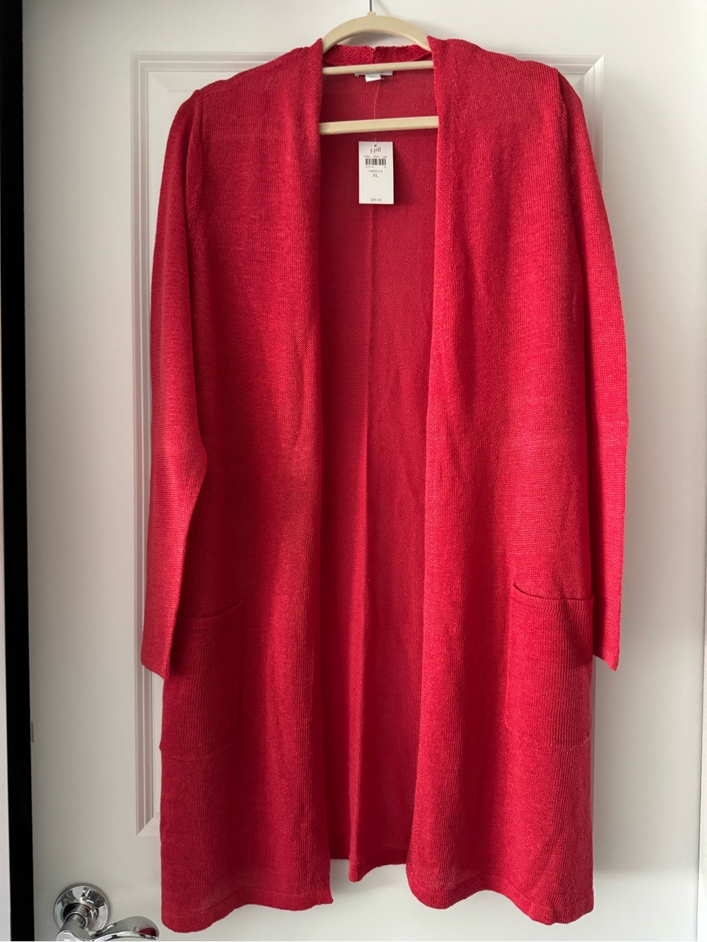 J. Jill Open-Front Bright Red Long Cardigan/Duster